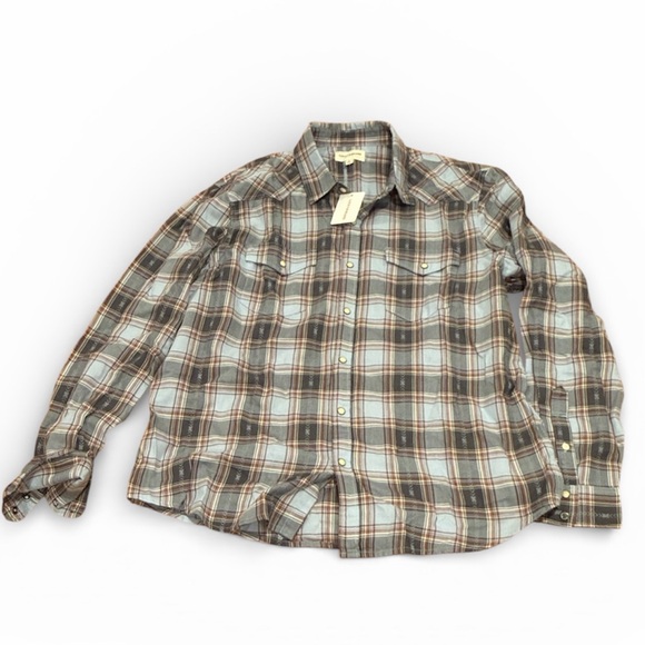 Lucky Brand Other - Lucky Brand Men's Plaid Button-Down Shirt in Blue and Brown